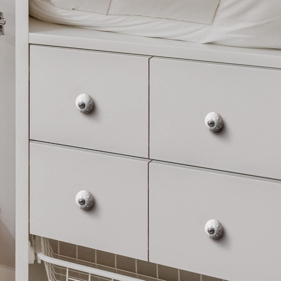Decorative Ceramic Knobs Set of 24 - White Dresser Knobs for Drawers or Cabinets - Handmade and Hand Painted Cabinet Handles - Drawer Knobs | MakerPlace by Michaels Decorative Ceramic Knobs Set of 24 - White Dresser Knobs for Drawers or Cabinets - Handmade and Hand Painted Cabinet Handles - Drawer Knobs | MakerPlace by Michaels